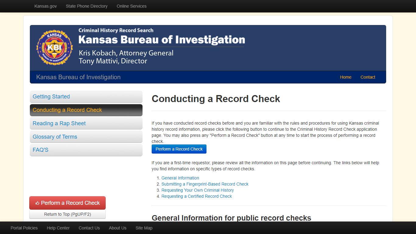 Criminal History Record Search - Kansas.gov